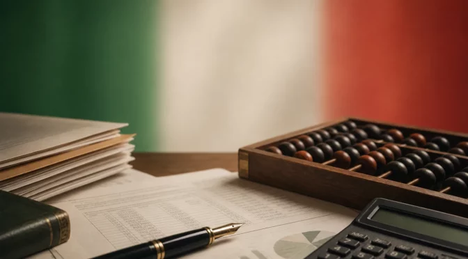 Documenti fiscali e calcolatrice per la tassazione della vendita d'azienda in Italia